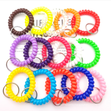 Colorful Soft Coil Stretch Wristband Keychain for Gym, Pool, Id Badege